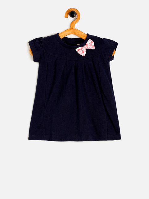 

Aomi Girls Navy Blue Solid A-Line Dress
