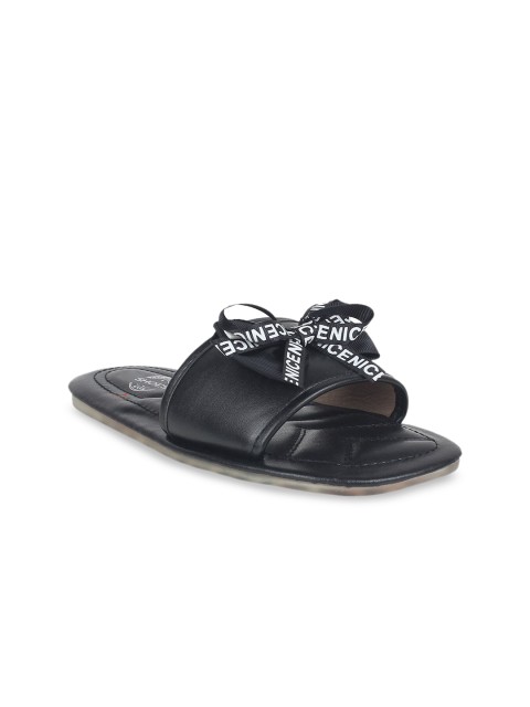 

STEPpings Women Black Self Design Sliders