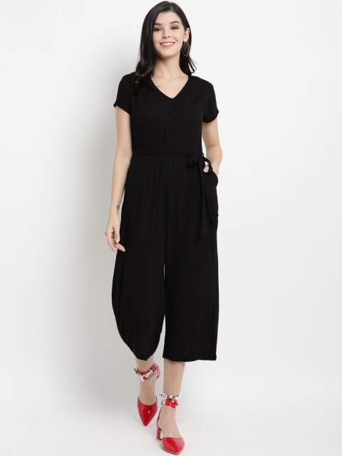 

The Vanca Women Black Solid Capri Jumpsuit