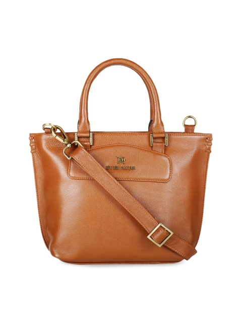 

EVER HYDE Tan Brown Solid Leather Handheld Bag