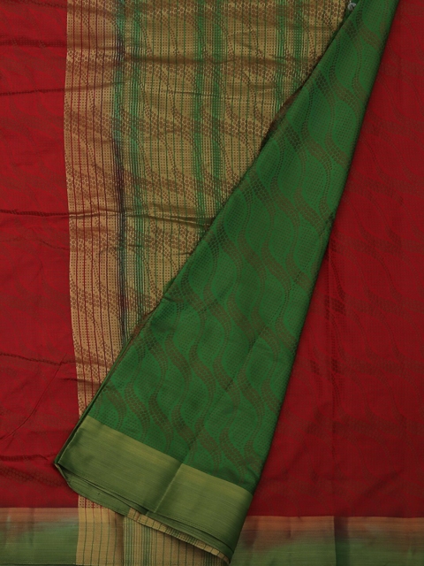 

Pothys Red & Green Jute Silk Printed Saree