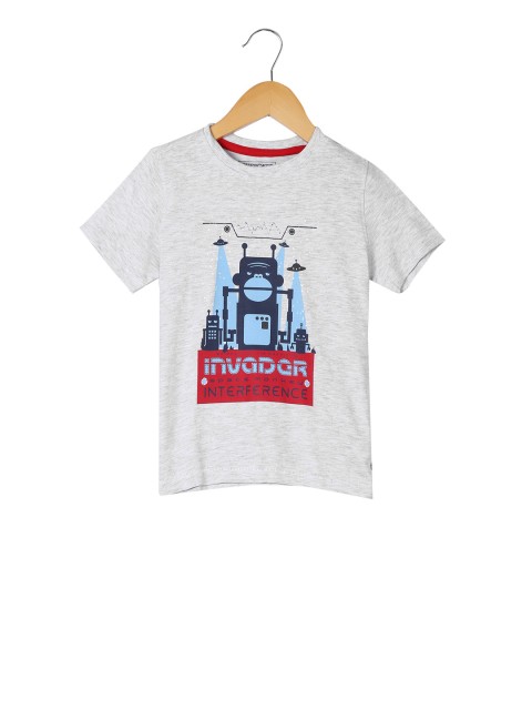 

Cherokee Boys Grey Printed Round Neck T-shirt