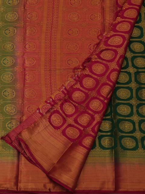 

Pothys Green & Red Jute Silk Woven Design Saree