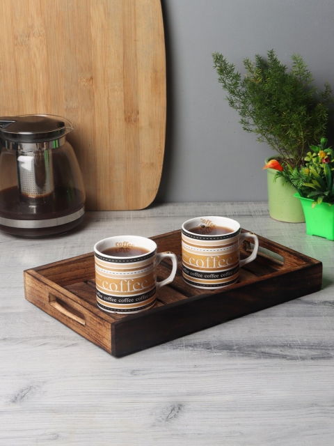 

CDI Set of 6 Yellow & Off-White Printed Ceramic Cups with Tray