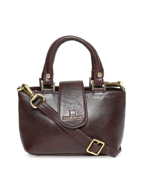 

EVER HYDE Brown Textured Leather Handheld Bag