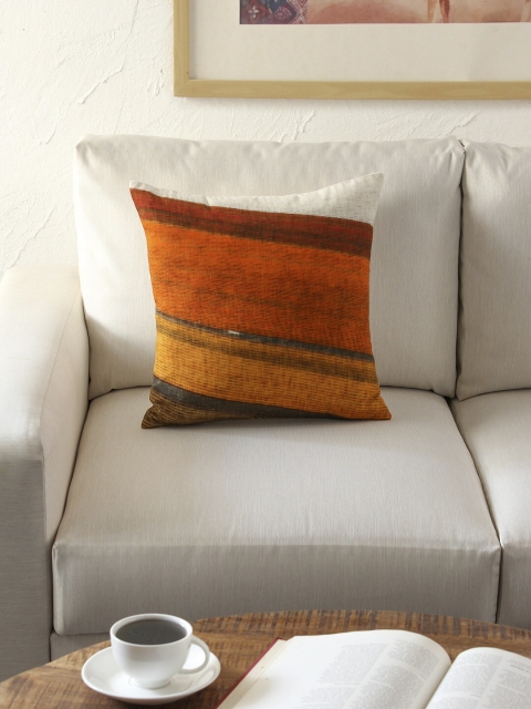 

House This Yellow & Orange Single Colourblocked Square Cushion Covers
