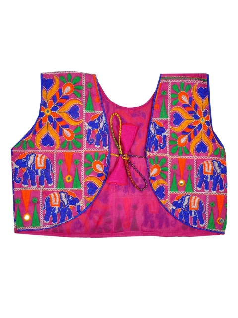 

BANJARA INDIA Girls Pink & Blue Embroidered Bolero Jacket