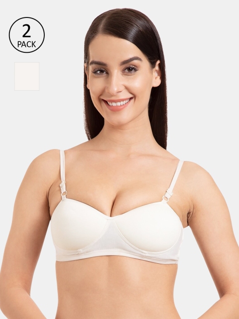 

Tweens Pack Of 2 Off-White Solid Non-Wired Lightly Padded Sports Bra TW-422-2PC-OFFW-30B