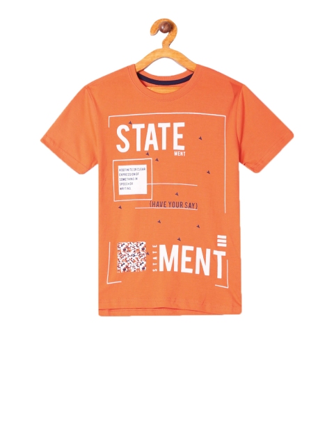 

Cherokee Boys Orange & White Printed Round Neck T-shirt