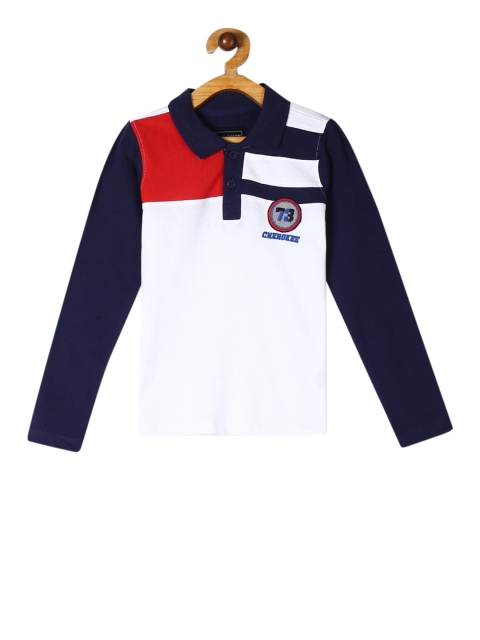 

Cherokee Boys White Colourblocked Polo Collar Pure Cotton T-shirt