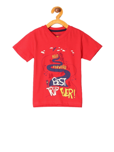 

Cherokee Boys Red Printed V-Neck T-shirt