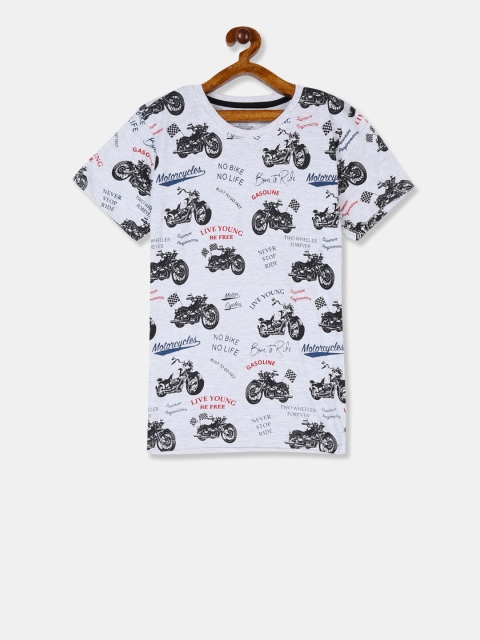 

Cherokee Boys Grey Melange Printed Round Neck T-shirt