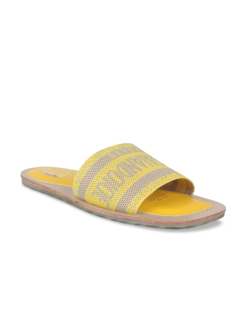 

STEPpings Women Yellow Printed Sliders