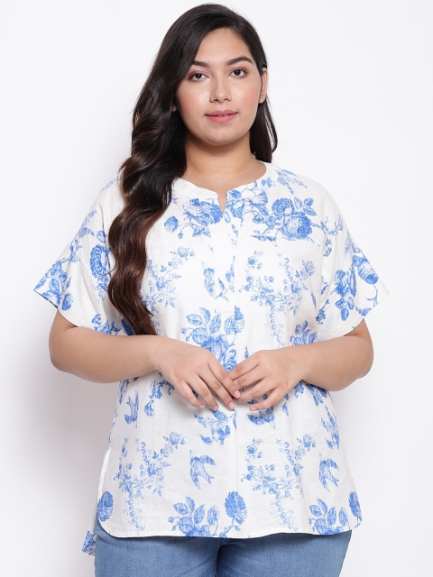 

Amydus Women Blue & White Floral Print Top