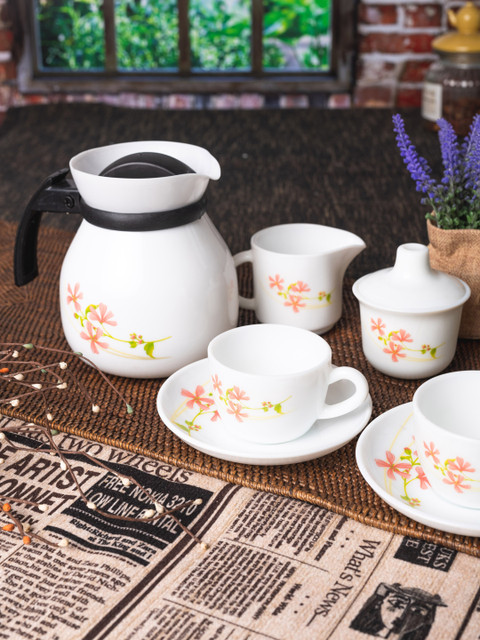 

LaOpala Set of 15 White Printed Princess Tea Set