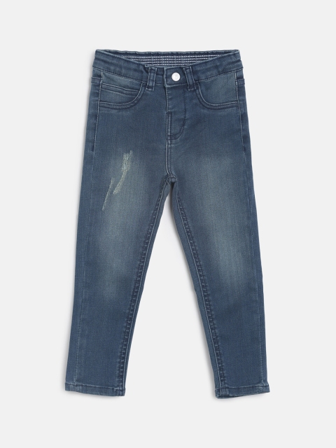

TALES & STORIES Boys Blue Slim Fit Mid-Rise Low Distress Jeans