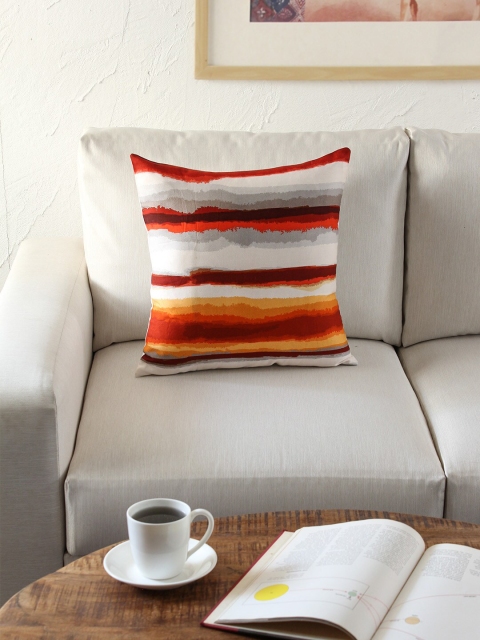 

House This White & Orange Single Striped Square Cushion Covers