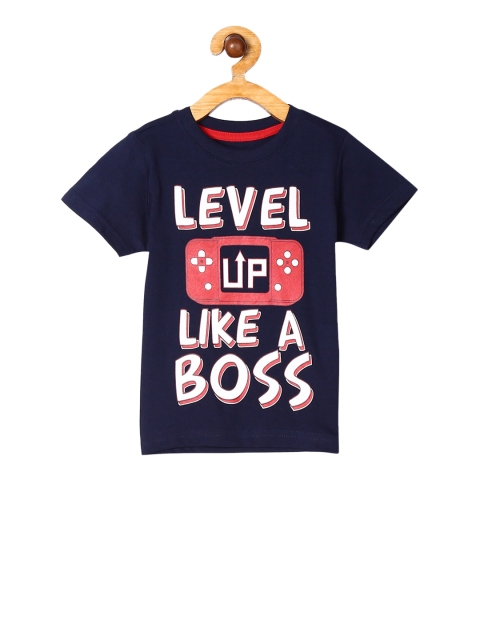 

Cherokee Boys Navy Blue & White Printed Round Neck T-shirt