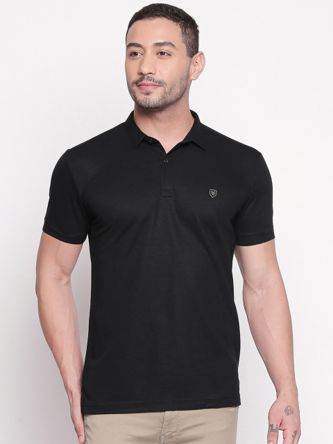 

Mufti Men Black Solid Polo Collar T-shirt