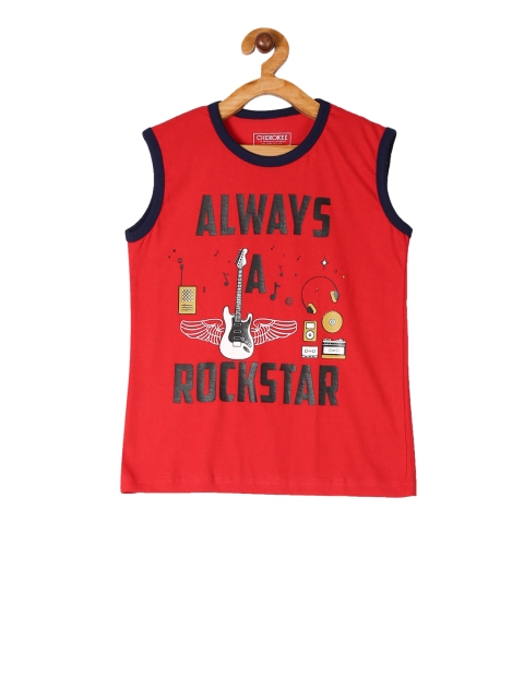 

Cherokee Boys Red Printed Round Neck T-shirt