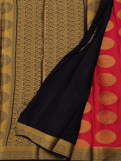 

Pothys Pink & Gold-Toned Poly Georgette Woven Design Saree