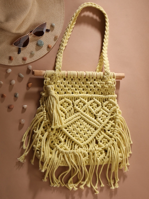 

STREET 9 Lime Green Self Design Handheld Bag
