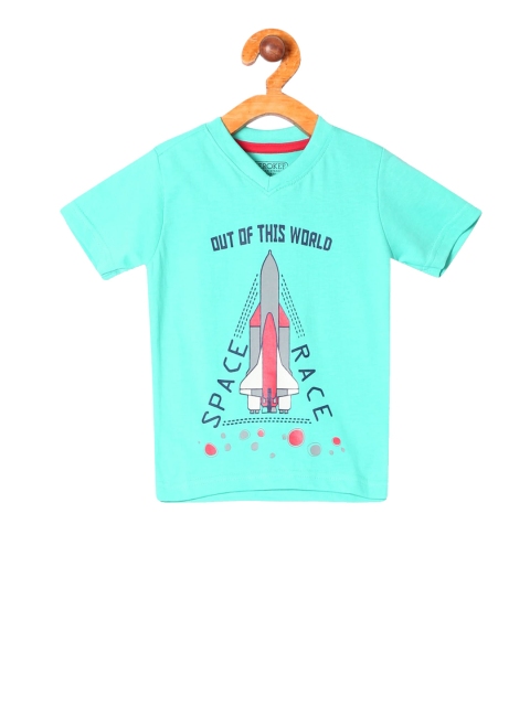 

Cherokee Boys Green Printed V-Neck T-shirt