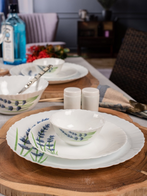 

Laopala White & Green 15 Pieces Printed Opalware Dinner Set