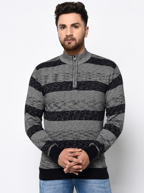 

98 Degree North Men Grey Self Design Pullover Sweater