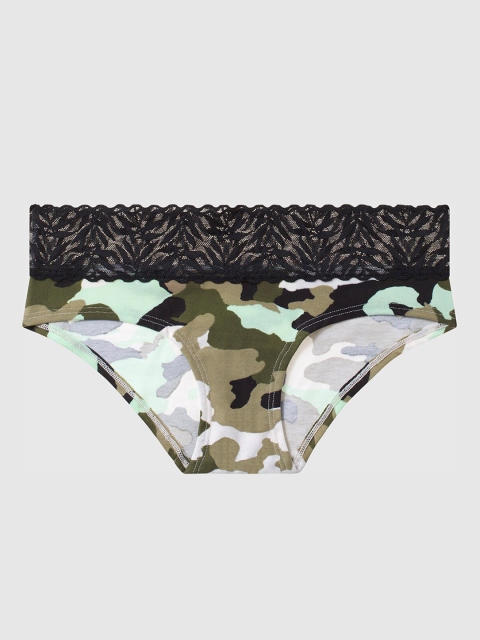 

La Senza Women Olive Green & Black Camouflage Printed Hipster Briefs 11150652-4O68