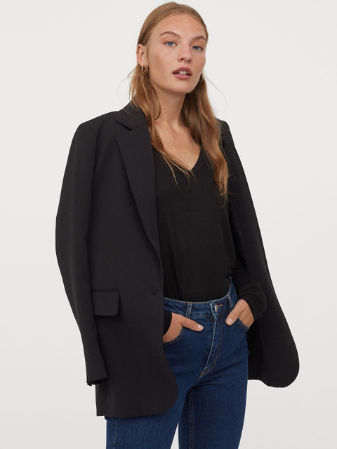 

H&M Women Black V-neck Jersey Top