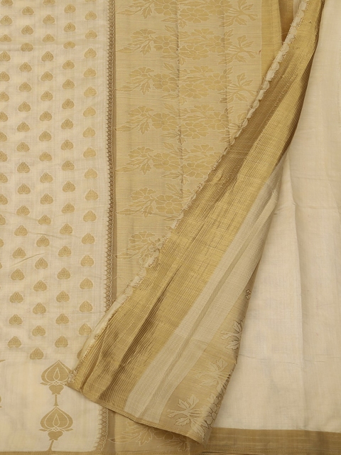 

Pothys Cream-Coloured Printed Jute Silk Saree