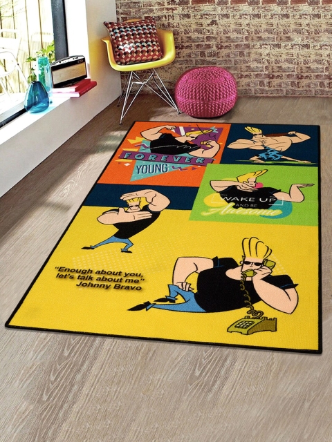 

Saral Home Kids Yellow & Black Johnny Bravo Anti-Skid Soft Carpet