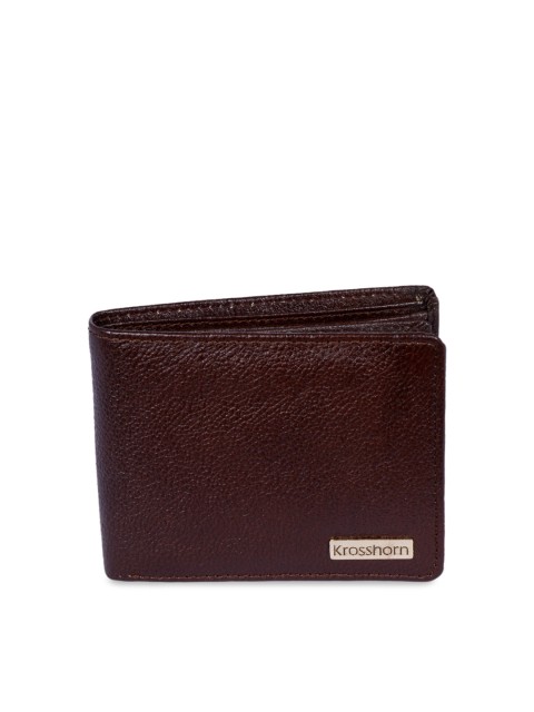 

Krosshorn Men Brown Solid Leather Two Fold Wallet