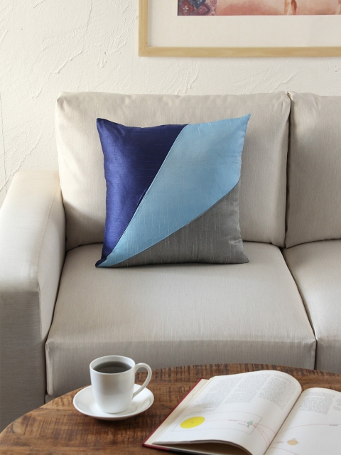 

House This Blue & Grey Single Colourblocked Square Cushion Covers