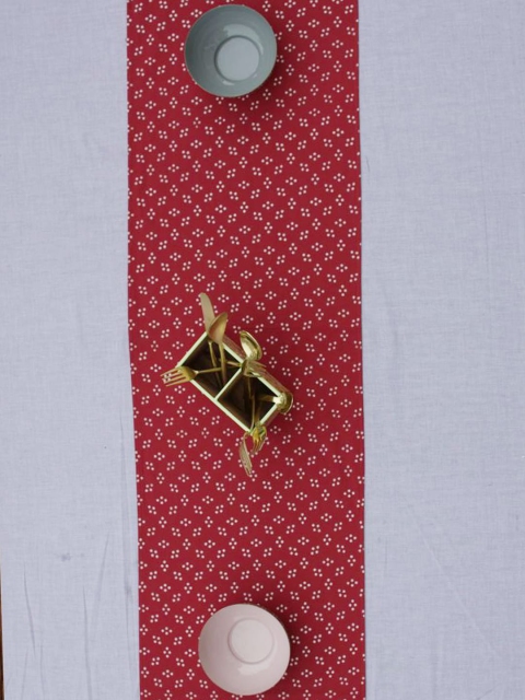 

nestroots Red Printed Table Runner Cloth Cover for Dining Table