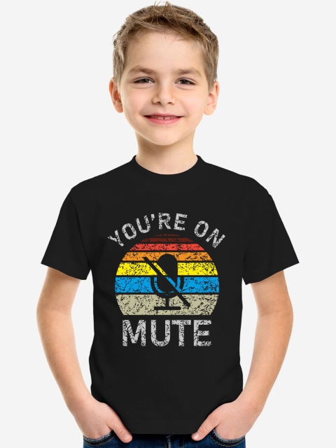 

MAGIC TEES Boys Black & Off-White Printed Round Neck T-shirt