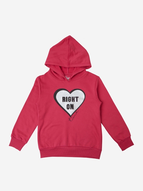

VITAMINS Girls Pink Printed Hooded Sweatshirt