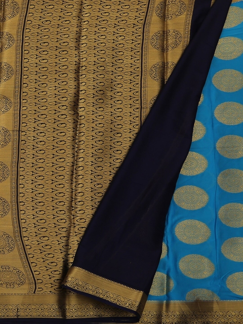

Pothys Blue & Gold-Toned Poly Georgette Printed Saree
