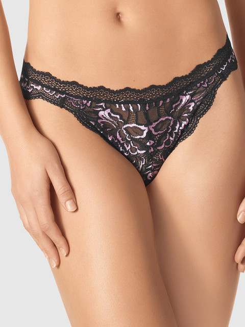 

La Senza Women Black & Purple Self-Design Lace Bikini Briefs 11146202-1SJT