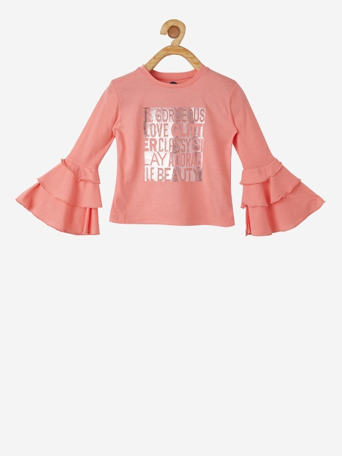 

VITAMINS Girls Peach-Coloured Printed Top