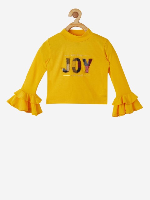 

VITAMINS Girls Yellow Printed Top