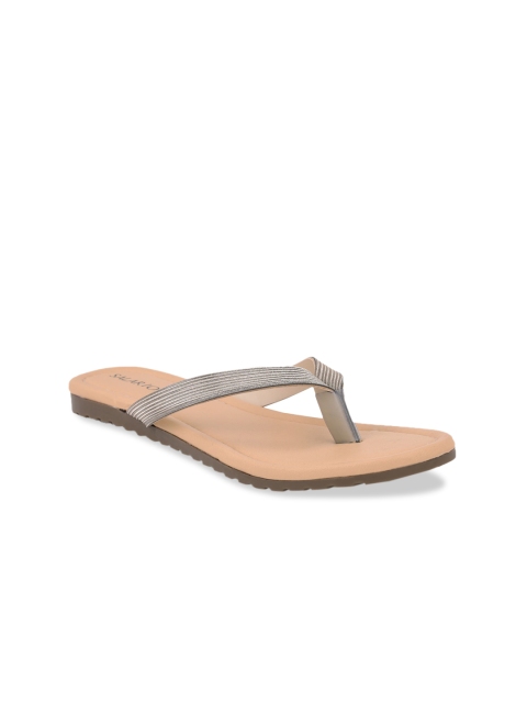 

SALARIO Women Grey Solid PU T-Strap Flats