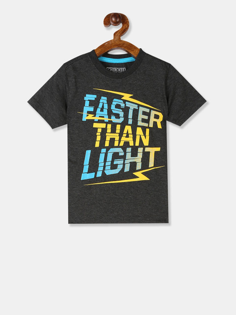 

Cherokee Boys Grey & Blue Printed Round Neck T-shirt