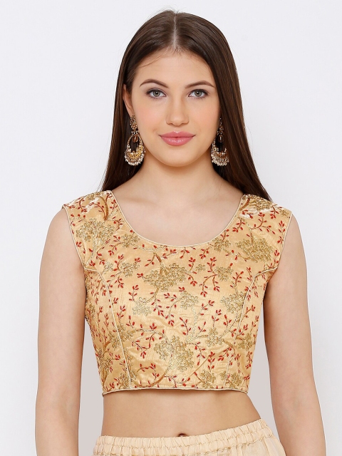 

SALWAR STUDIO Women Beige & Red Embroidered Readymade Saree Blouse
