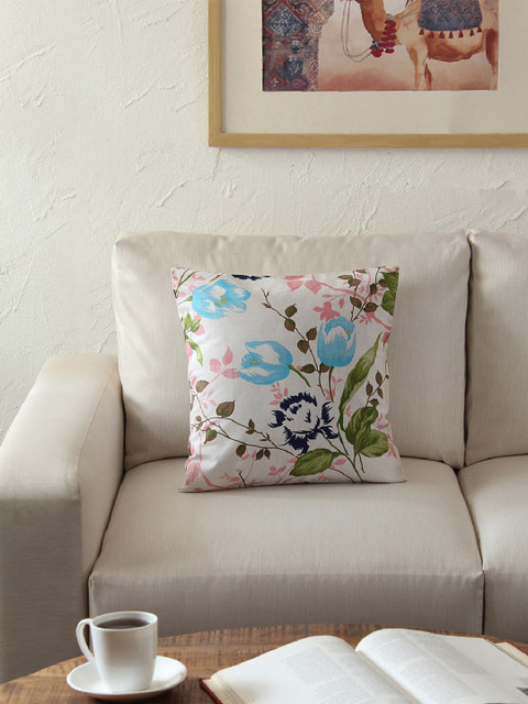 

House This Off-White Single Floral Square Cushion Covers
