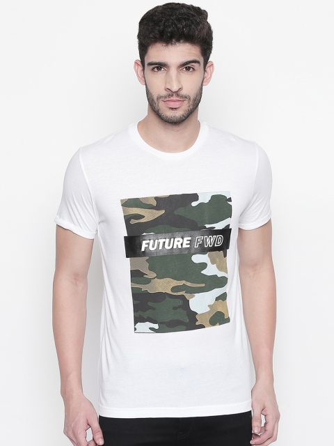 

Mufti Men White Camo Printed Round Neck T-shirt