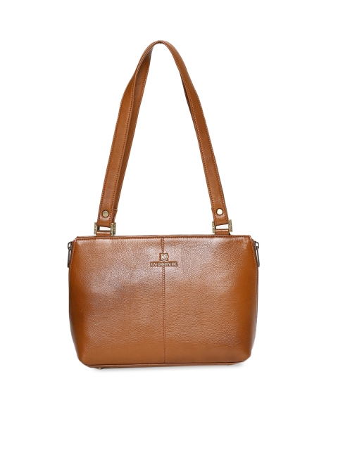 

EVER HYDE Tan Brown Textured Leather Shoulder Bag