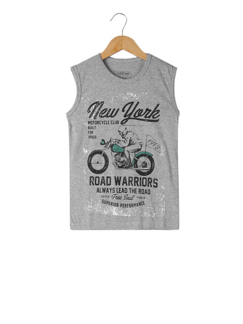 

Cherokee Boys Grey & Black Printed Round Neck T-shirt
