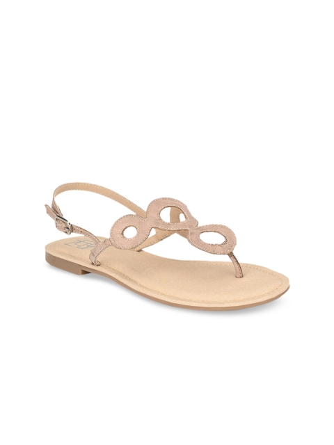 

Zebba Women Beige Solid T-Strap Flats